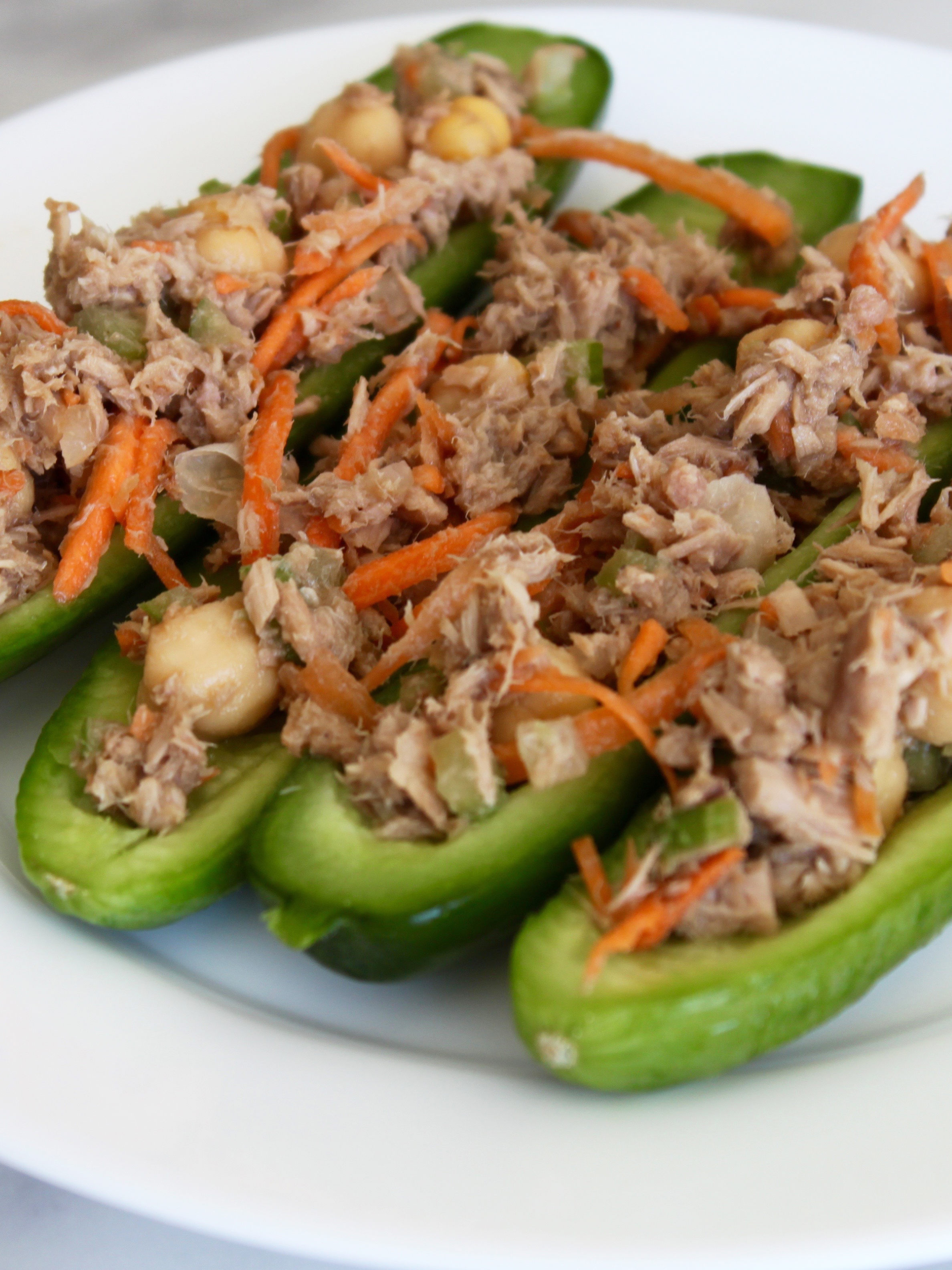 Mini Cucumber stuffed with Tuna salad